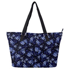 Stylized Floral Intricate Pattern Design Black Backgrond Full Print Shoulder Bag by dflcprintsclothing