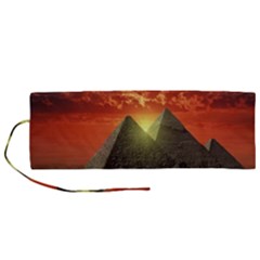 Pyramids Egypt Monument Landmark Sunrise Sunset Egyptian Roll Up Canvas Pencil Holder (m)