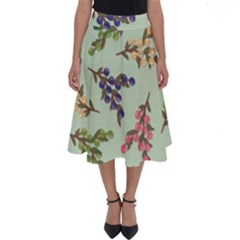 Berries Flowers Pattern Print Perfect Length Midi Skirt