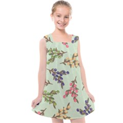 Berries Flowers Pattern Print Kids  Cross Back Dress