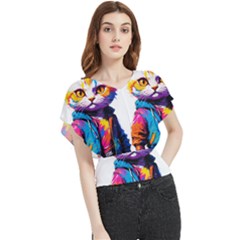 Wild Cat Butterfly Chiffon Blouse