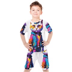 Wild Cat Kids  T-shirt And Shorts Set by Sosodesigns19