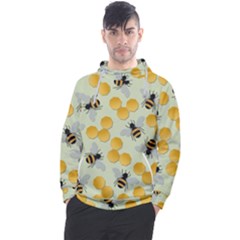 Bees Pattern Honey Bee Bug Honeycomb Honey Beehive Men s Pullover Hoodie by Bedest