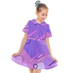 Colorful Labstract Wallpaper Theme Kids  Short Sleeve Shirt Dress by Apen