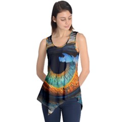 Eye Bird Feathers Vibrant Sleeveless Tunic