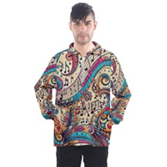 Paisley Print Musical Notes Men s Half Zip Pullover by RiverRootz