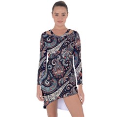 Paisley Print Musical Notes7 Asymmetric Cut-out Shift Dress by RiverRootz