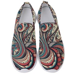 Paisley Print Musical Notes6 Men s Slip On Sneakers by RiverRootz