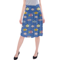 Sea Fish Blue Submarine Animals Patteen Midi Beach Skirt