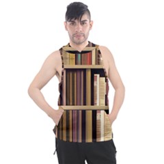 Books Bookshelves Office Fantasy Background Artwork Book Cover Apothecary Book Nook Literature Libra Men s Sleeveless Hoodie by Posterlux