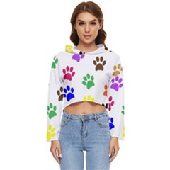 Pawprints Paw Prints Paw Animal Women s Lightweight Cropped Hoodie by Apen