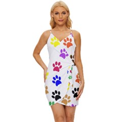 Pawprints Paw Prints Paw Animal Wrap Tie Front Dress