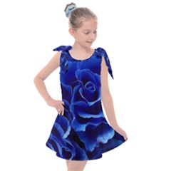 Blue Roses Flowers Plant Romance Blossom Bloom Nature Flora Petals Kids  Tie Up Tunic Dress