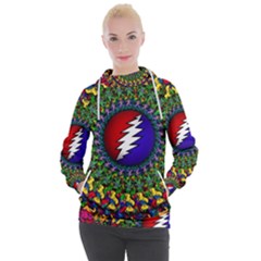 Grateful Dead Bear Pattern Women s Hooded Pullover by Maspions