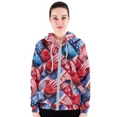 Us Presidential Election Colorful Vibrant Pattern Design  Women s Zipper Hoodie by dflcprintsclothing