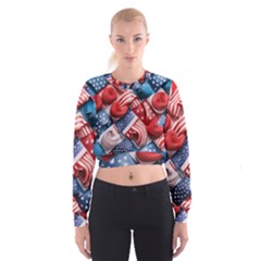 Us Presidential Election Colorful Vibrant Pattern Design  Cropped Sweatshirt by dflcprintsclothing