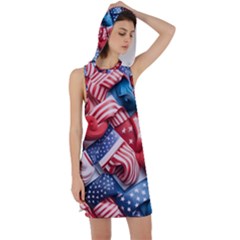 Us Presidential Election Colorful Vibrant Pattern Design  Racer Back Hoodie Dress by dflcprintsclothing