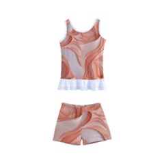 Peach Fuzz Elegant Print Abstract Design Kids  Boyleg Swimsuit by dflcprintsclothing