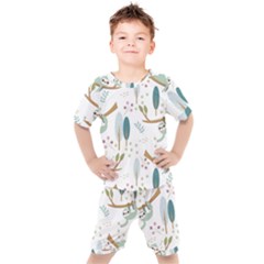 Pattern Sloth Woodland Kids  T-shirt And Shorts Set by Hannah976