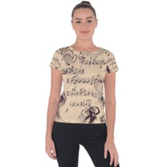 Musical Swirls Ladies Short Sleeve Sports Top  by RiverRootz