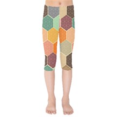 Abstract Hex Hexagon Grid Pattern Honeycomb Kids  Capri Leggings  by Proyonanggan