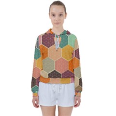 Abstract Hex Hexagon Grid Pattern Honeycomb Women s Tie Up Sweat by Proyonanggan