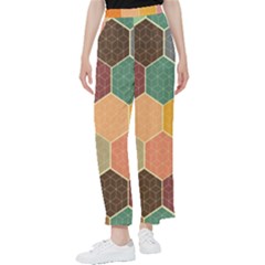 Abstract Hex Hexagon Grid Pattern Honeycomb Women s Pants  by Proyonanggan