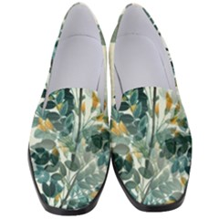 Vintage Retro Flowers Leaves Foliage Plants Women s Classic Loafer Heels