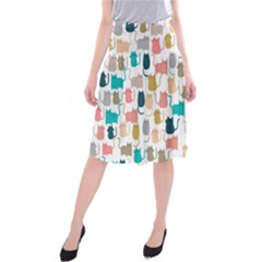 Cute Seamless Pattern Happy Kitty Kitten Cat Midi Beach Skirt by Hannah976