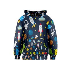 Big Set Cute Astronauts Space Planets Stars Aliens Rockets Ufo Constellations Satellite Moon Rover V Kids  Pullover Hoodie by Bedest