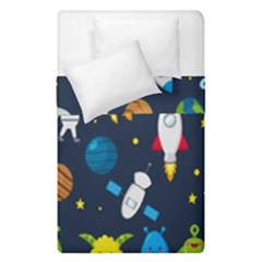 Big Set Cute Astronauts Space Planets Stars Aliens Rockets Ufo Constellations Satellite Moon Rover V Duvet Cover Double Side (single Size) by Bedest