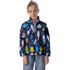 Big Set Cute Astronauts Space Planets Stars Aliens Rockets Ufo Constellations Satellite Moon Rover V Kids  Half Zip Hoodie by Bedest