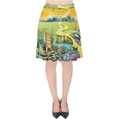 Grateful Dead Golden Road Velvet High Waist Skirt by Bedest