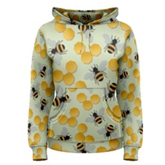 Bees Pattern Honey Bee Bug Honeycomb Honey Beehive Women s Pullover Hoodie by Bedest