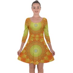 Sunshine Sunny Sun Abstract Yellow Quarter Sleeve Skater Dress by Ravend