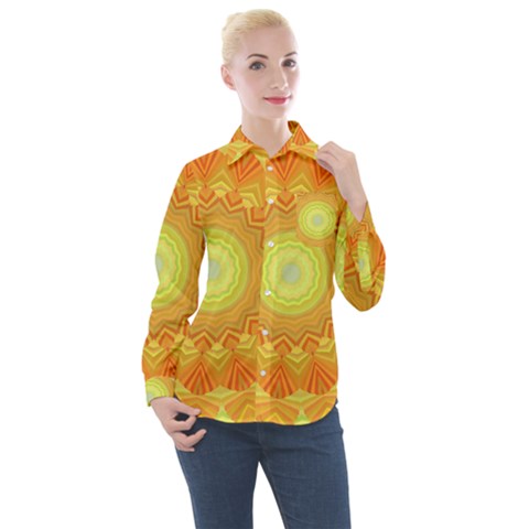 Sunshine Sunny Sun Abstract Yellow Women s Long Sleeve Pocket Shirt by Ravend