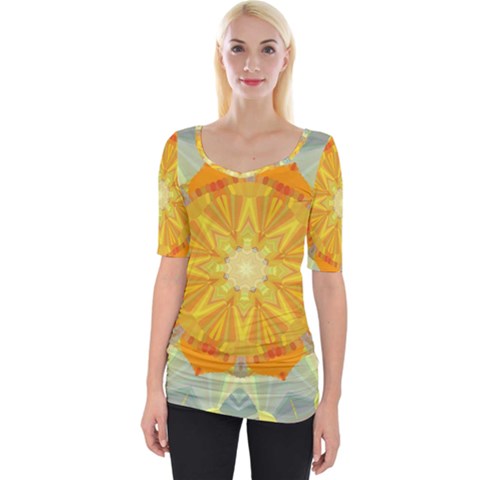 Sunshine Sunny Sun Abstract Yellow Wide Neckline T-shirt by Ravend