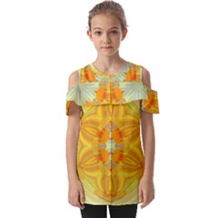 Sunshine Sunny Sun Abstract Yellow Fold Over Open Sleeve Top by Ravend