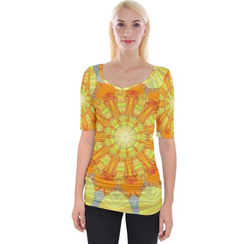 Sunshine-sunny-sun-abstract-yellow - Wide Neckline T-shirt by Ravend