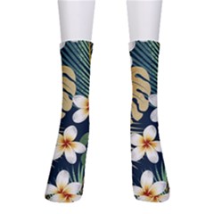 Seamless Pattern With Tropical Strelitzia Flowers Leaves Exotic Background Crew Socks by Ket1n9