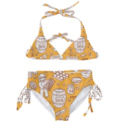 Vector-honey-element-doodle-seamless-pattern-with-beehive-beeke Kids  Classic Bikini Set