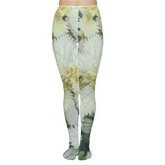 Enchanting Foliage Sharp Edged Leaves In Pale Yellow And Silver Bk Tights