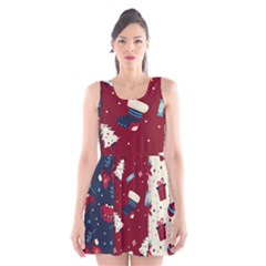 Flat Design Christmas Pattern Collection Art Scoop Neck Skater Dress