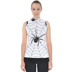 Spider Web Mock Neck Shell Top by Azkajaya