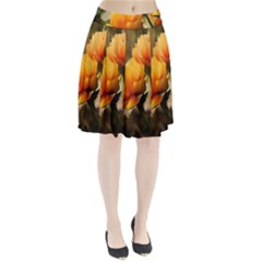 Yellow Butterfly Flower Pleated Skirt