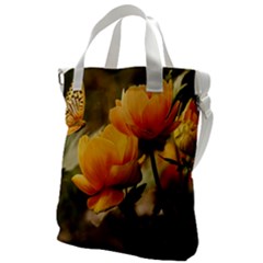 Yellow Butterfly Flower Canvas Messenger Bag