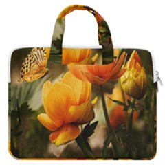 Yellow Butterfly Flower Macbook Pro 15  Double Pocket Laptop Bag  by Azkajaya