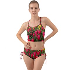 Yellow Pink Red Flowers Mini Tank Bikini Set