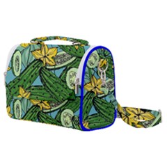 Seamless Pattern With Cucumber Slice Flower Colorful Hand Drawn Background With Vegetables Wallpaper Satchel Shoulder Bag by Ket1n9