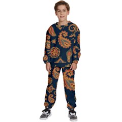 Bright-seamless-pattern-with-paisley-mehndi-elements-hand-drawn-wallpaper-with-floral-traditional-in Kids  Sweatshirt Set